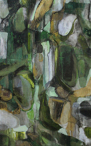 Rosemary Eagles nz abstract artist, acrylic on linen, moss green